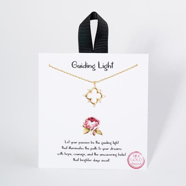 18K GOLD RHODIUM DIPPED GUIDING LIGHT CLOVER NECKLACE