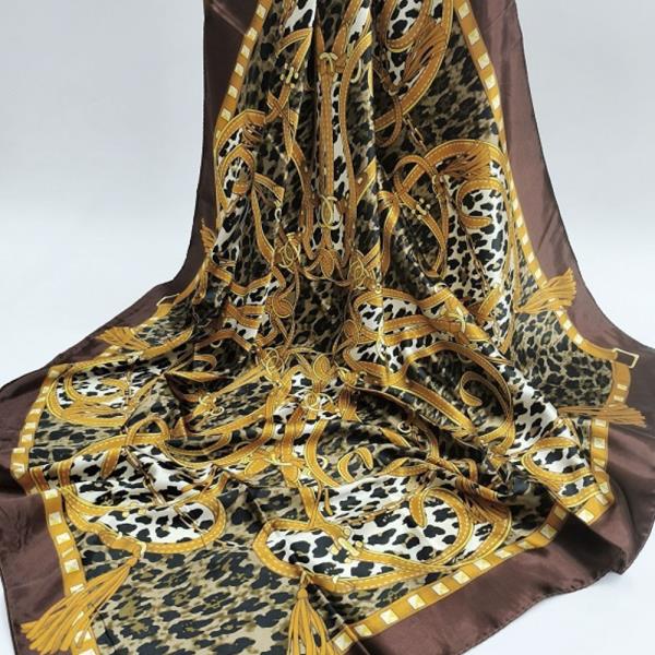 LEOPARD PATTERN COLOR LINE SILKY NECK SCARF