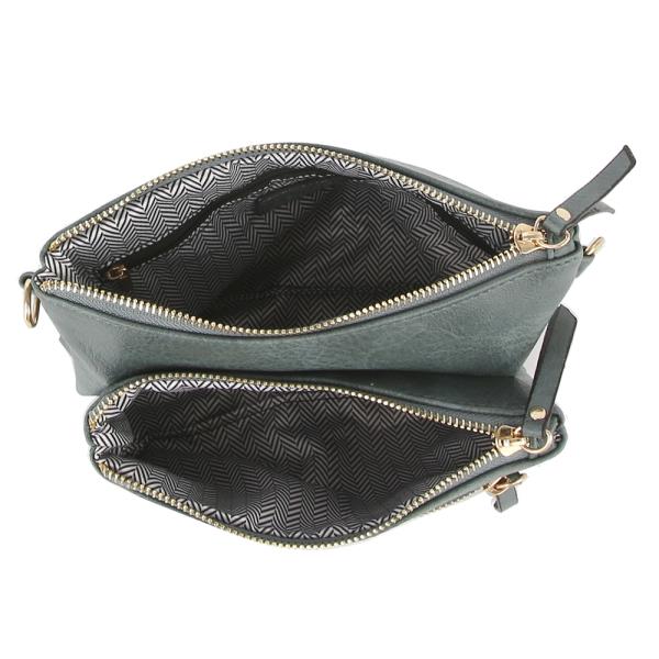 SMOOTH ZIPPER CROSSBODY W DESIGN STRAP