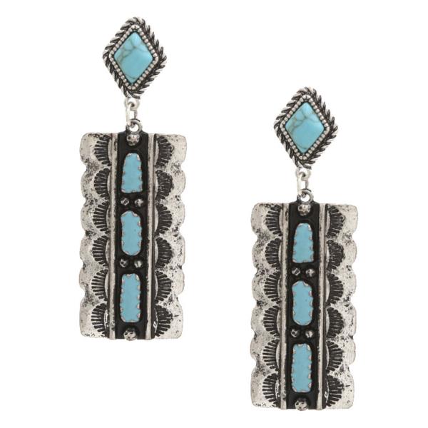 WESTERN RECTANGLE METAL EARRING