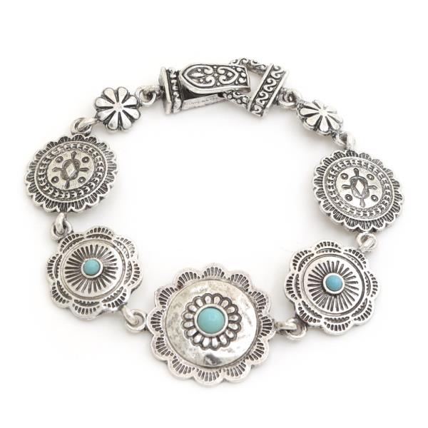 WESTERN CONCHO FLOWER METAL BRACELET