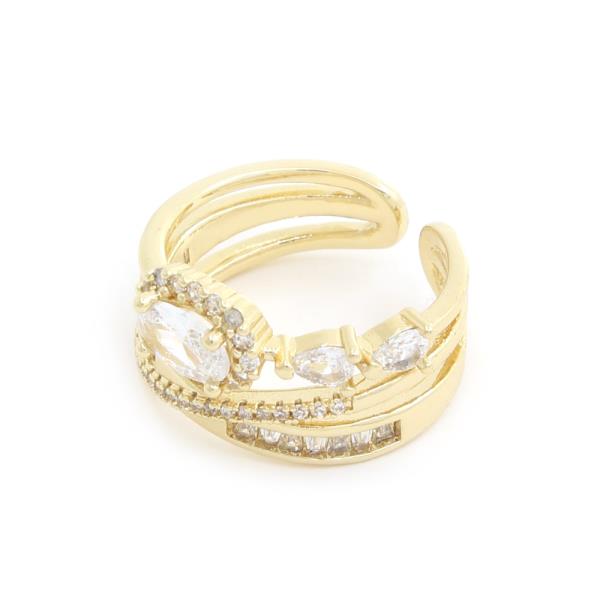 SODAJO OVAL CZ CRISS CROSS GOLD DIPPED ADJUSTABLE RING