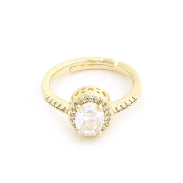 SODAJO OVAL CZ GOLD DIPPED ADJUSTABLE RING