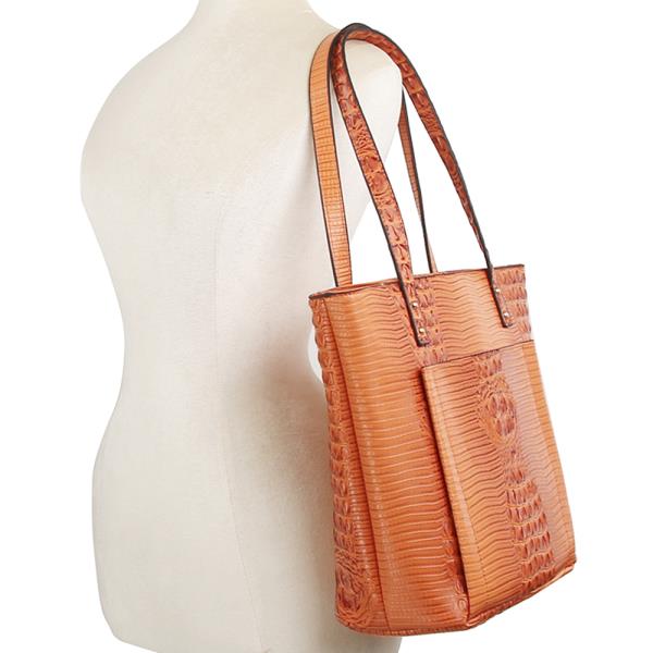 3IN1 CROC TEXTURED TOTE BAG W CROSSBODY AND WALLET SET