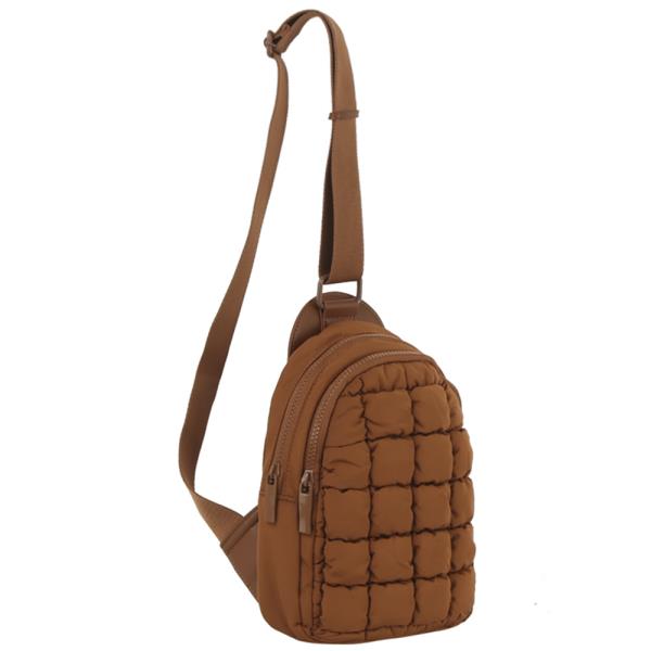 CUSHION QUILTED DESIGN SLING CROSSBODY BAG