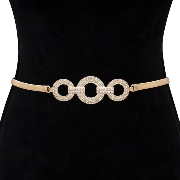 RHINESTONE TRIPLET CIRCLE LINK ELASTIC BELT