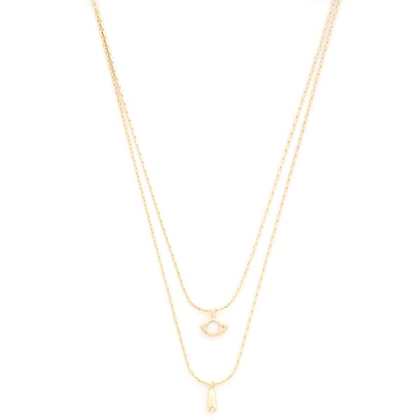 SODAJO EYE CHARM LAYERED GOLD DIPPED NECKLACE
