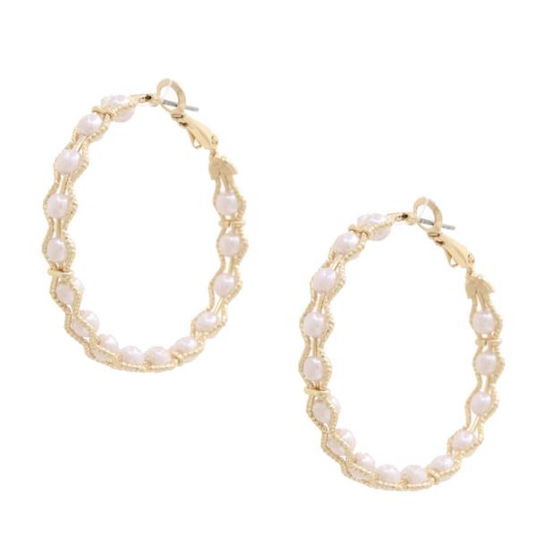 SODAJO PEARL BEAD HOOP GOLD DIPPED EARRING