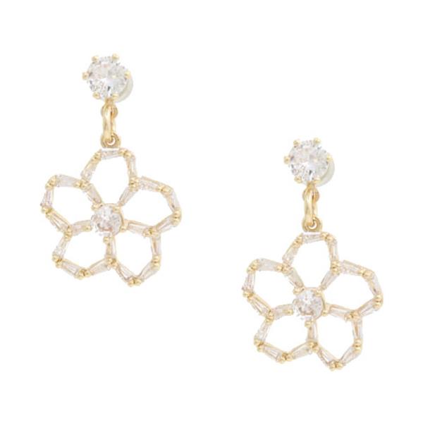 SODAJO FLOWER CZ GOLD DIPPED DANGLE EARRING