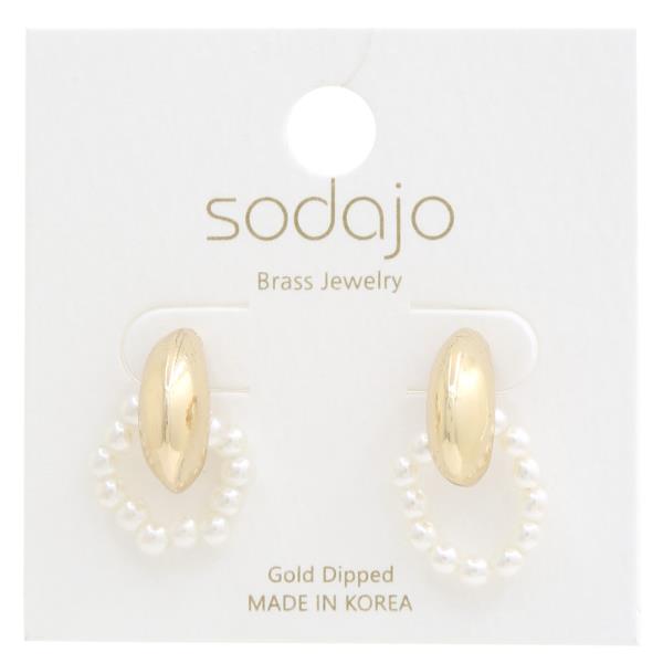 SODAJO PEARL HOOP METAL GOLD DIPPED EARRING