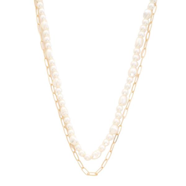 METAL PEARL LAYERED NECKLACE