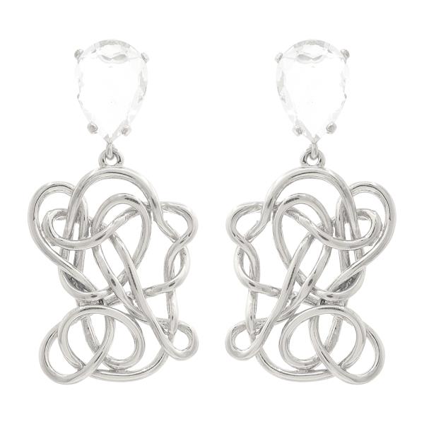 CRYSTAL GEM LARGE KNOT DANGLE EARRING