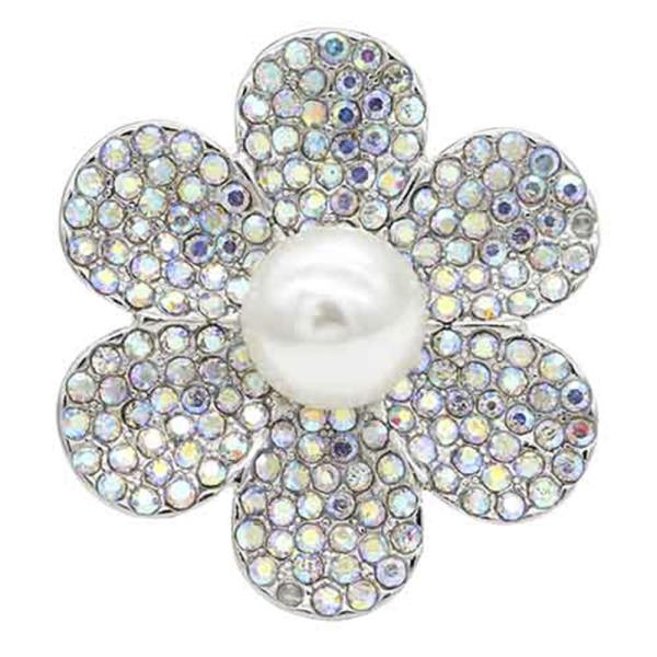 RHINESTONE PEARL FLOWER RING