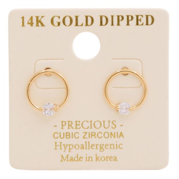 14K GOLD DIPPED CZ STONE STUD EARRING