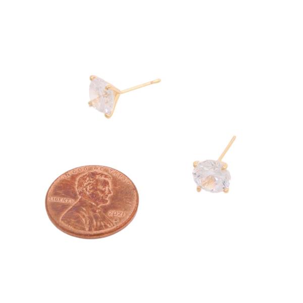 14K GOLD DIPPED CZ STONE STUD EARRING