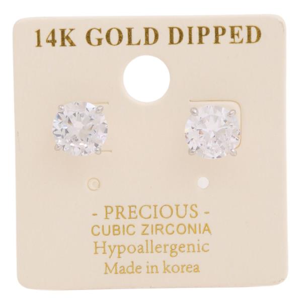 14K GOLD DIPPED CZ STONE STUD EARRING