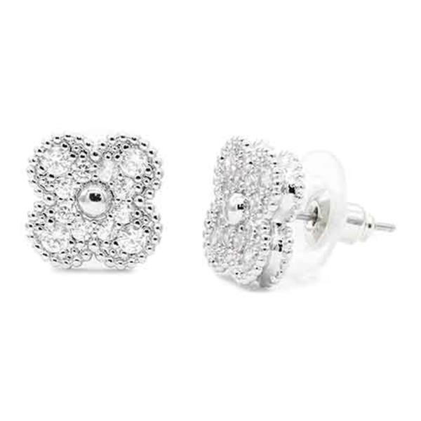 CZ CLOVER POST EARRING