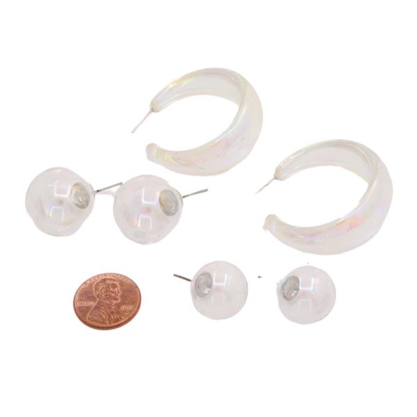 SDJ CLEAR MULTI EARRING 3 PAIR SET