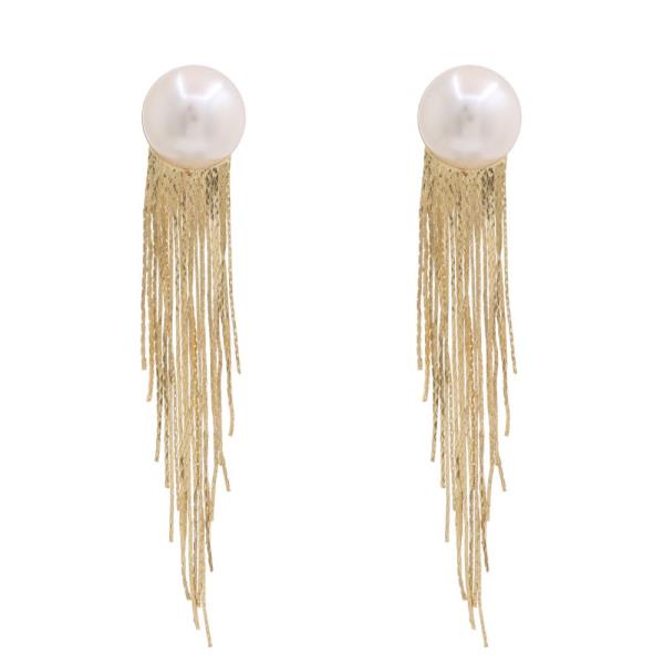 SDJ PEARL METAL TASSEL EARRING