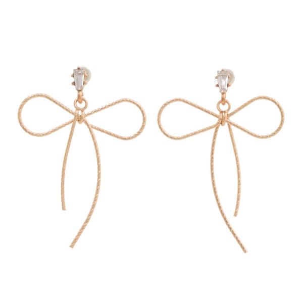 SDJ METAL RIBBON BOW DANGLE EARRING