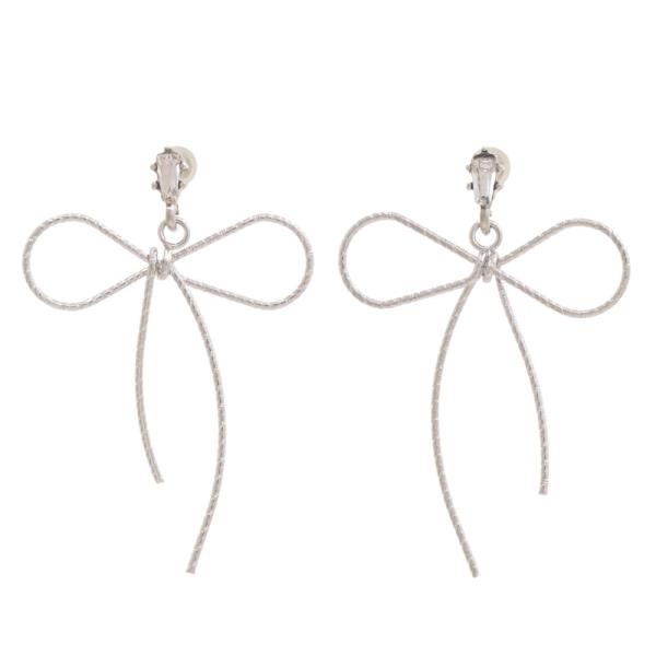 SDJ METAL RIBBON BOW DANGLE EARRING