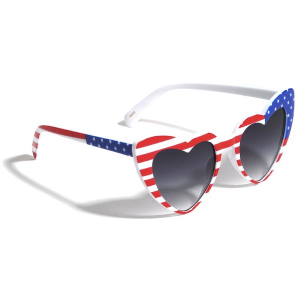 AMERICAN FLAG HEART SHAPED SUNGLASSES 1DZ