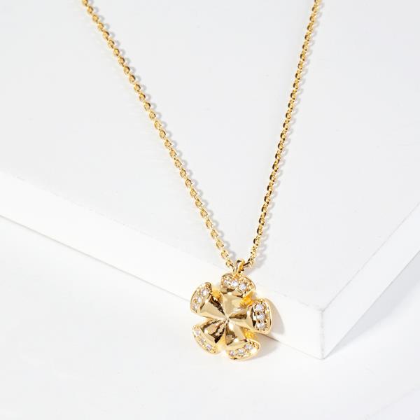 18K GOLD RHODIUM DIPPED SO WILL I FLOWER NECKLACE
