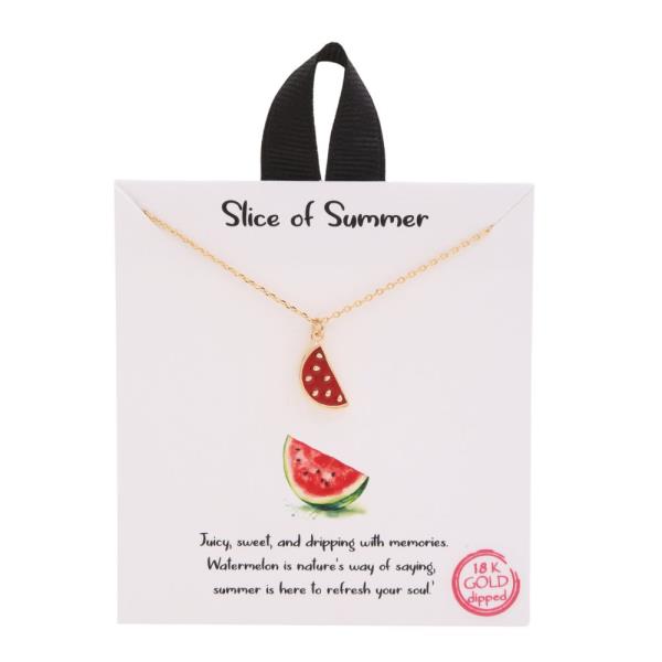 18K GOLD RHODIUM DIPPED SLICE OF SUMMER WATERMELON NECKLACE