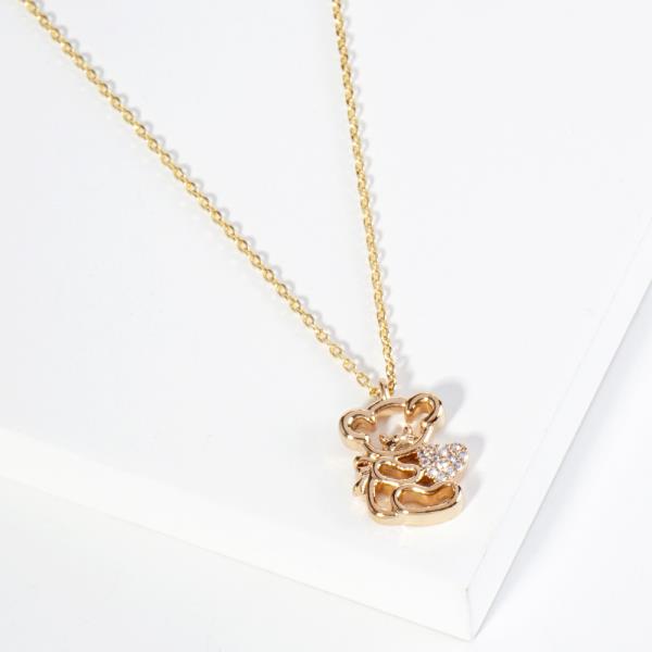 18K GOLD RHODIUM DIPPED BEARS DEN NECKLACE