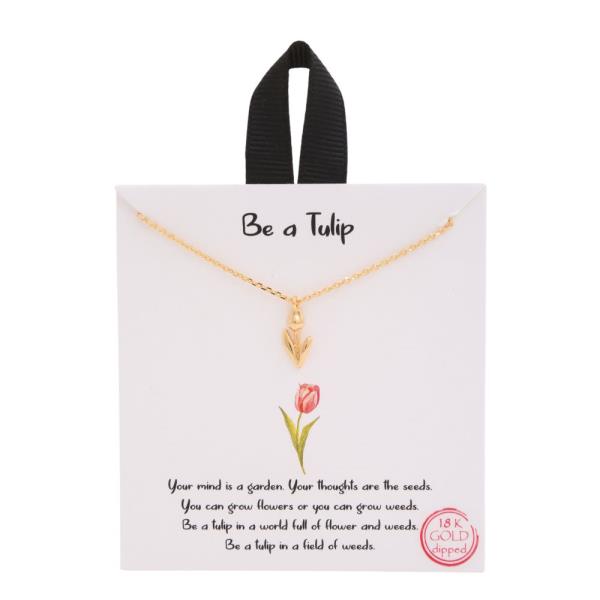 18K GOLD RHODIUM DIPPED BE A TULIP NECKLACE