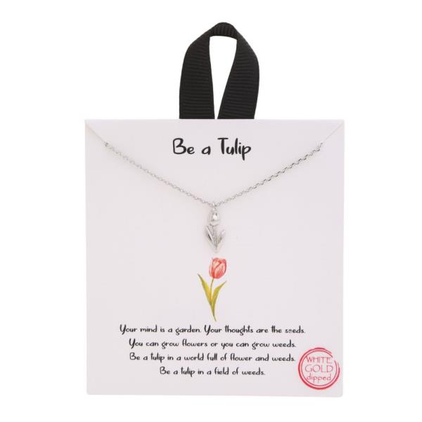 18K GOLD RHODIUM DIPPED BE A TULIP NECKLACE