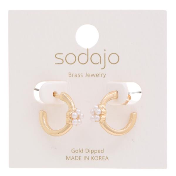 SODAJO GOLD DIPPED PEARL HOOP EARRING