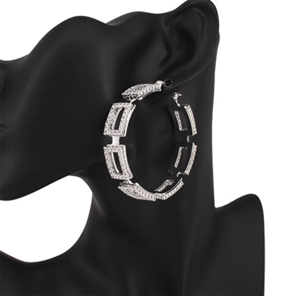 RHINESTONE RECTANGLE HOOP EARRING