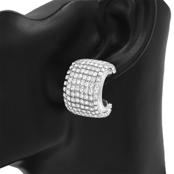 RHINESTONE C HOOP EARRING