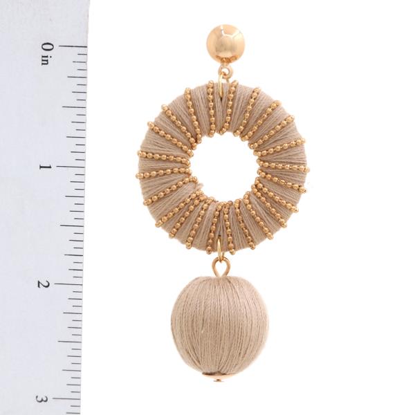 THREAD WRAPPING ROUND BALL DANGLE EARRING