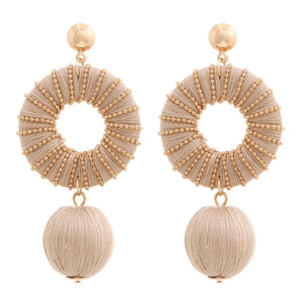 THREAD WRAPPING ROUND BALL DANGLE EARRING