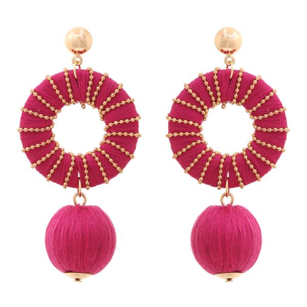 THREAD WRAPPING ROUND BALL DANGLE EARRING