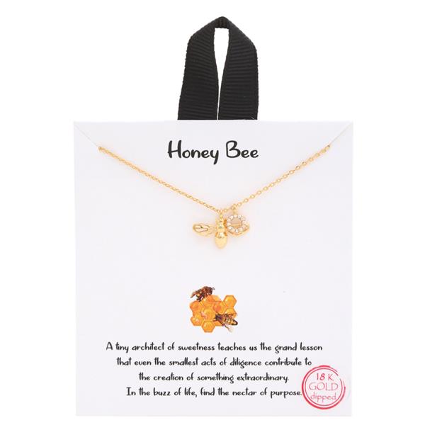 18K GOLD RHODIUM DIPPED HONEY BEE NECKLACE