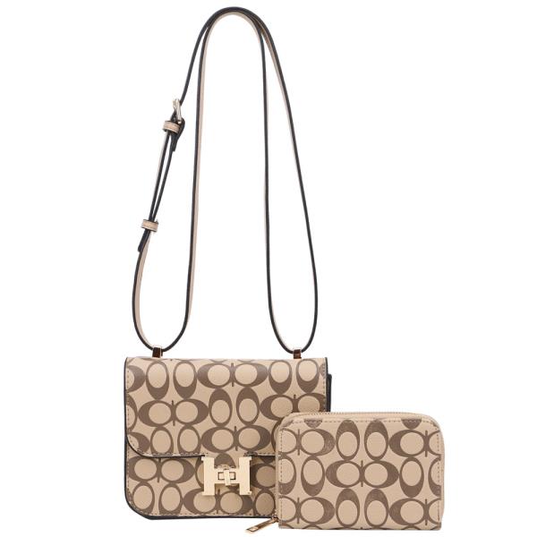 ROUND PATTERN H BUCKLE CROSSBODY BAG