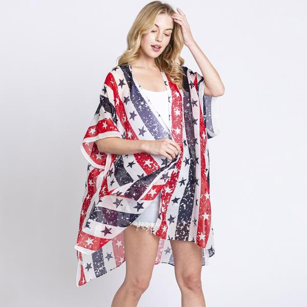 STRIPE AND STAR AMERICAN FLAG KIMONO