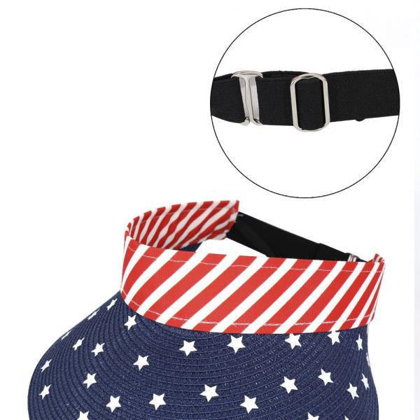 AMERICAN FLAG ROLL UP SUN VISOR WITH ADJUSTABLE ELASTIC BAND