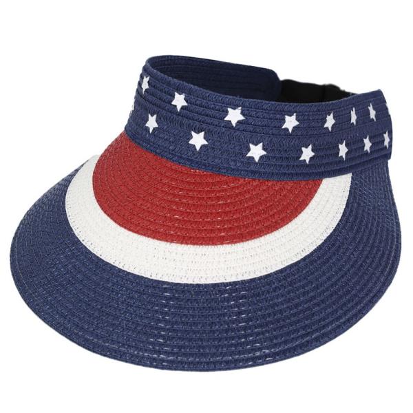 AMERICAN FLAG ROLL UP SUN VISOR WITH ADJUSTABLE ELASTIC BAND