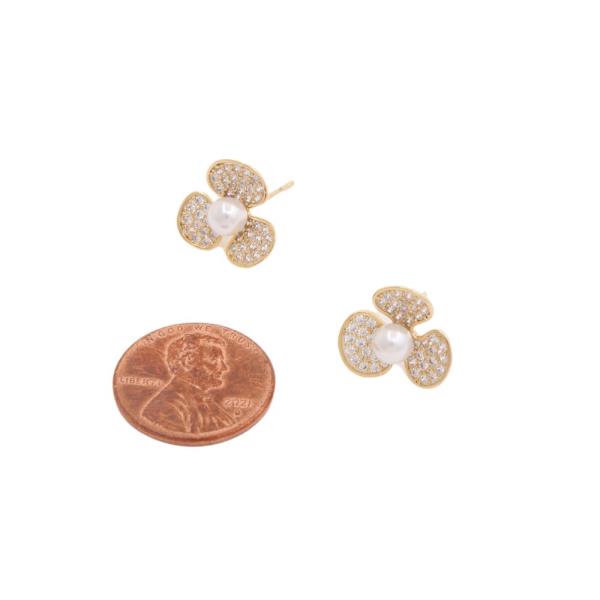 SODAJO GOLD DIPPED CZ FLOWER POST EARRING