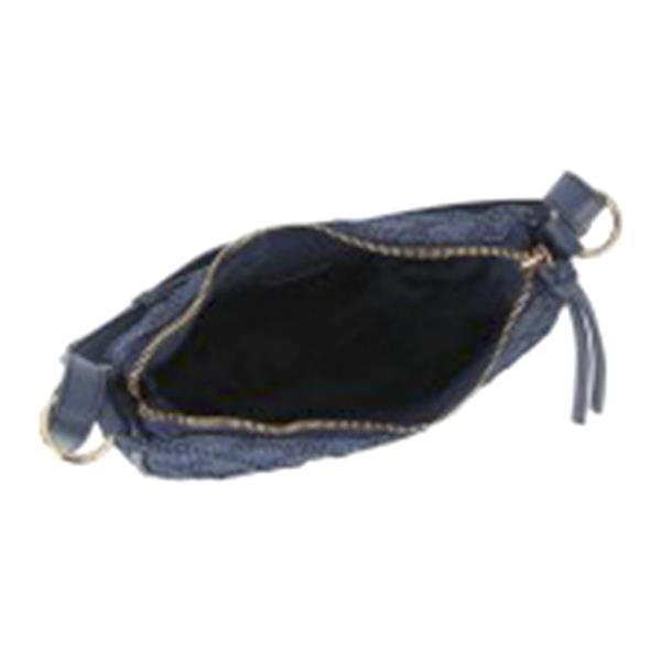 CURVED DENIM TEXTURED SHOULDER BAG