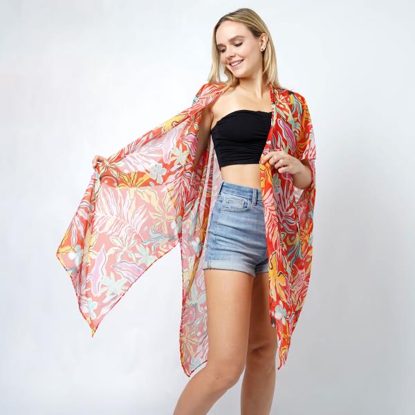 TROPICAL PRINT KIMONO