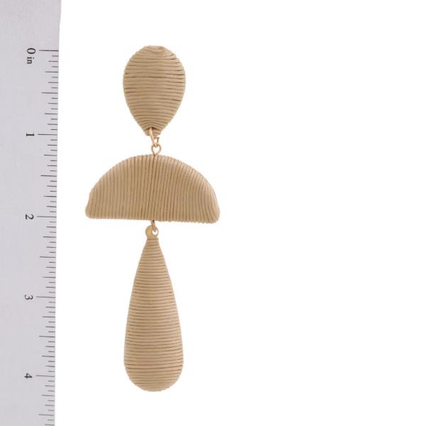 THREAD WRAP TEARDROP HALF ROUND DANGLE EARRING