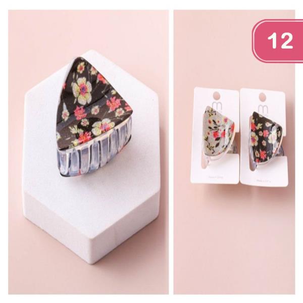 FLORAL TRIANGLE PRINT CLAW CLIP (12 UNITS)