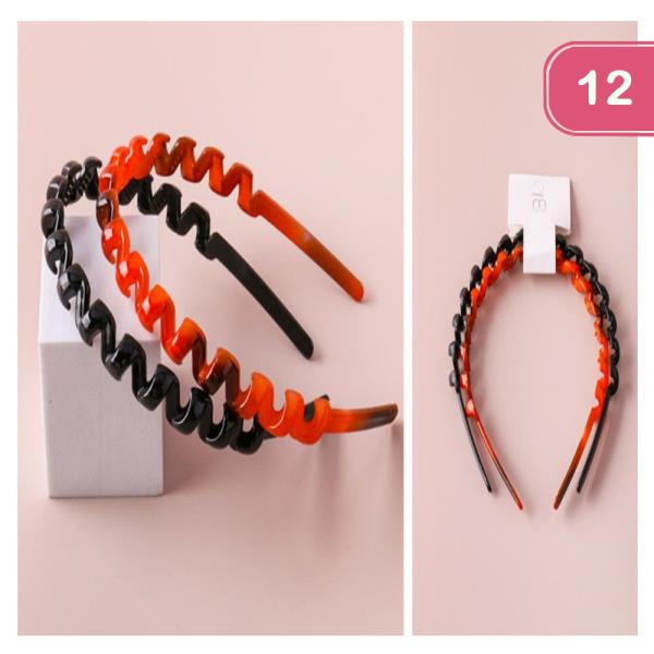 PLASTIC RIBBON WAVY HEADBAND (12 UNITS)