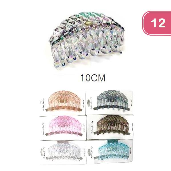 CLEAR HAIR CLAW CLIP (12 UNITS)