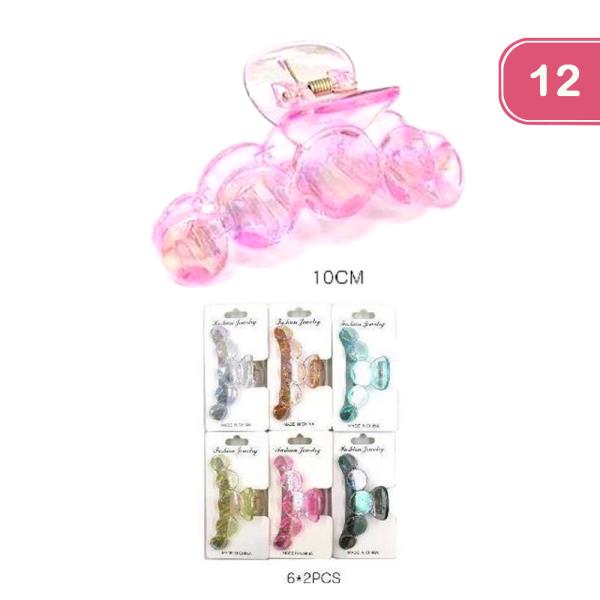 CLEAR HAIR CLAW CLIP (12 UNITS)